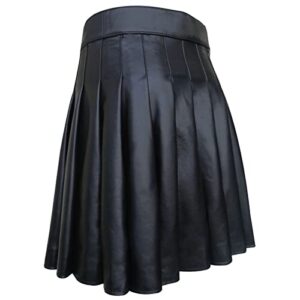 Mens Vintage Gothic Punk Pleated Skirts Classic Faux Leather Utility Kilt Scottish Fashion Desigened Tactical Gladiator Medium