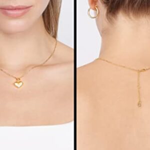 Jewelry Atelier Gold Filled Heart Necklaces – 14K Yellow Gold Filled Hearth Pendant with Solid Clip Chain for Women (Different Sizes and Styles with Extension/Adjustable Chain) (Puffed)