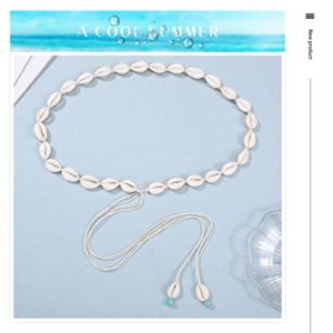 Chennie Boho Shell Waist Chain Adjustable Seashell Body Chain Turquoise Pendant Waist Chain Beach Waist Chain Jewelry