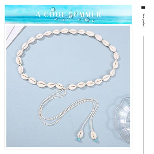 Chennie Boho Shell Waist Chain Adjustable Seashell Body Chain Turquoise Pendant Waist Chain Beach Waist Chain Jewelry