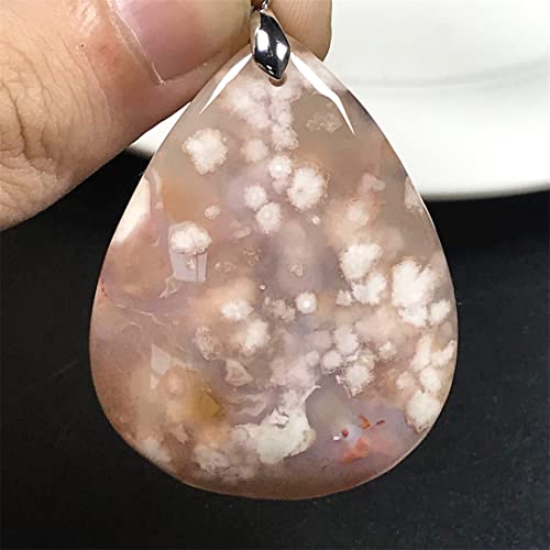 DUOVEKT Natural Cherry Agate Pendant Jewelry For Women Men 45x35x9mm Beads Crystal Stone Sliver Gemstone AAAA