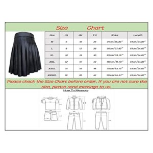 Mens Vintage Gothic Punk Pleated Skirts Classic Faux Leather Utility Kilt Scottish Fashion Desigened Tactical Gladiator Medium