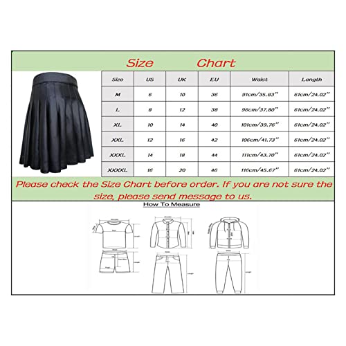 Mens Vintage Gothic Punk Pleated Skirts Classic Faux Leather Utility Kilt Scottish Fashion Desigened Tactical Gladiator Medium