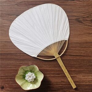 YFEIQI 10 Pcs Lot White Paddle Fan -Decorative Fans - Paper Party Decorative Electric Home Portable Wall Fans Decorative Fans Hand Lace White Japanese Cattail Paper Drawer Desktop Connec (10 Pcs)