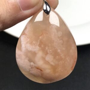 Natural Cherry Agate Pendant Jewelry For Women Men 40x31x14mm Beads Crystal Stone Sliver Gemstone AAAAA