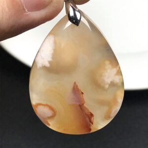 Natural Cherry Agate Pendant Jewelry For Women Men 40x28x10mm Beads Crystal Stone Sliver Gemstone AAAAA