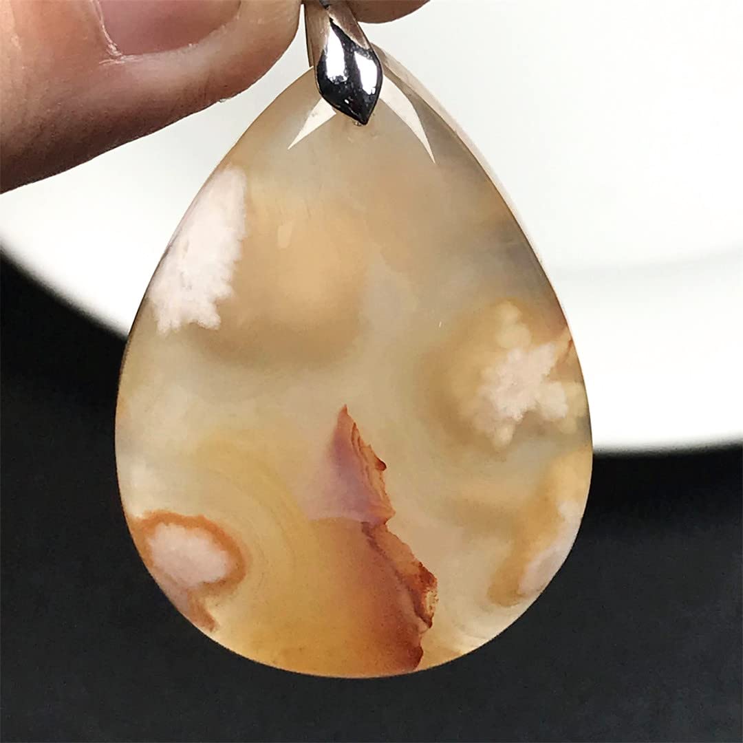 Natural Cherry Agate Pendant Jewelry For Women Men 40x28x10mm Beads Crystal Stone Sliver Gemstone AAAAA