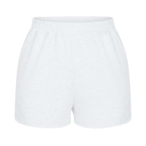 Womens 5" Terry Shorts Loose Comfy Yoga Sweat Cotton Shorts Athletic Fit High Waist Pockets Running Lounge Short Pant White