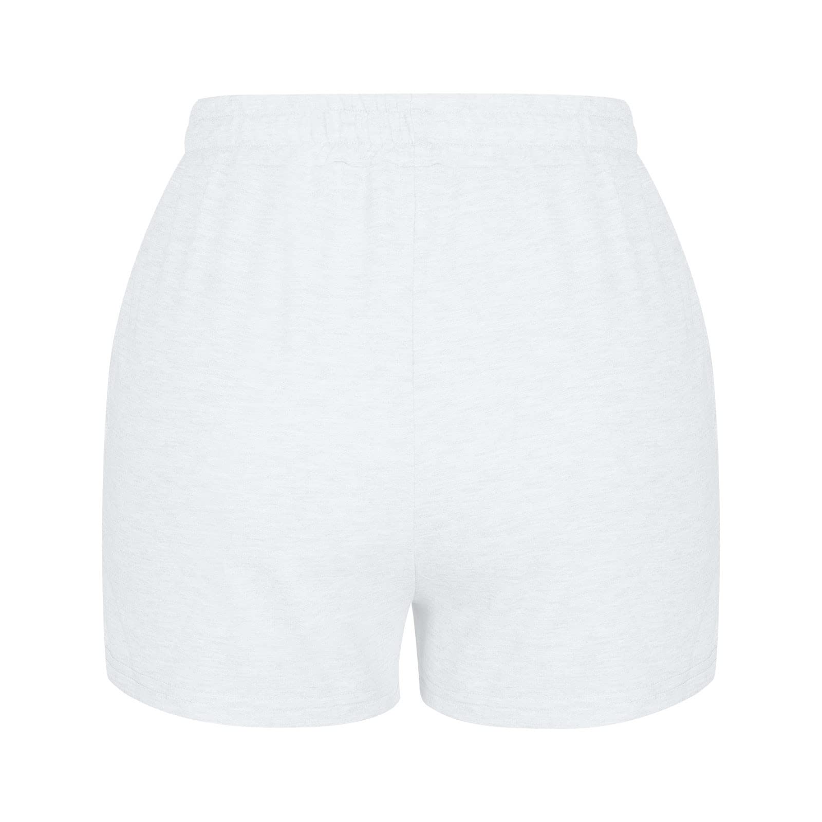 Womens 5" Terry Shorts Loose Comfy Yoga Sweat Cotton Shorts Athletic Fit High Waist Pockets Running Lounge Short Pant White