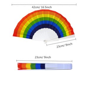 Tkocisa 12 PCS LGBT Pride Month Fans for Men/Women, Rainbow Folding Hand Fan Gay Pride LGBT Fans, Pride Month Parade Accessories Plastic Pride Held Fans for LGBT Party, Dance, Performance