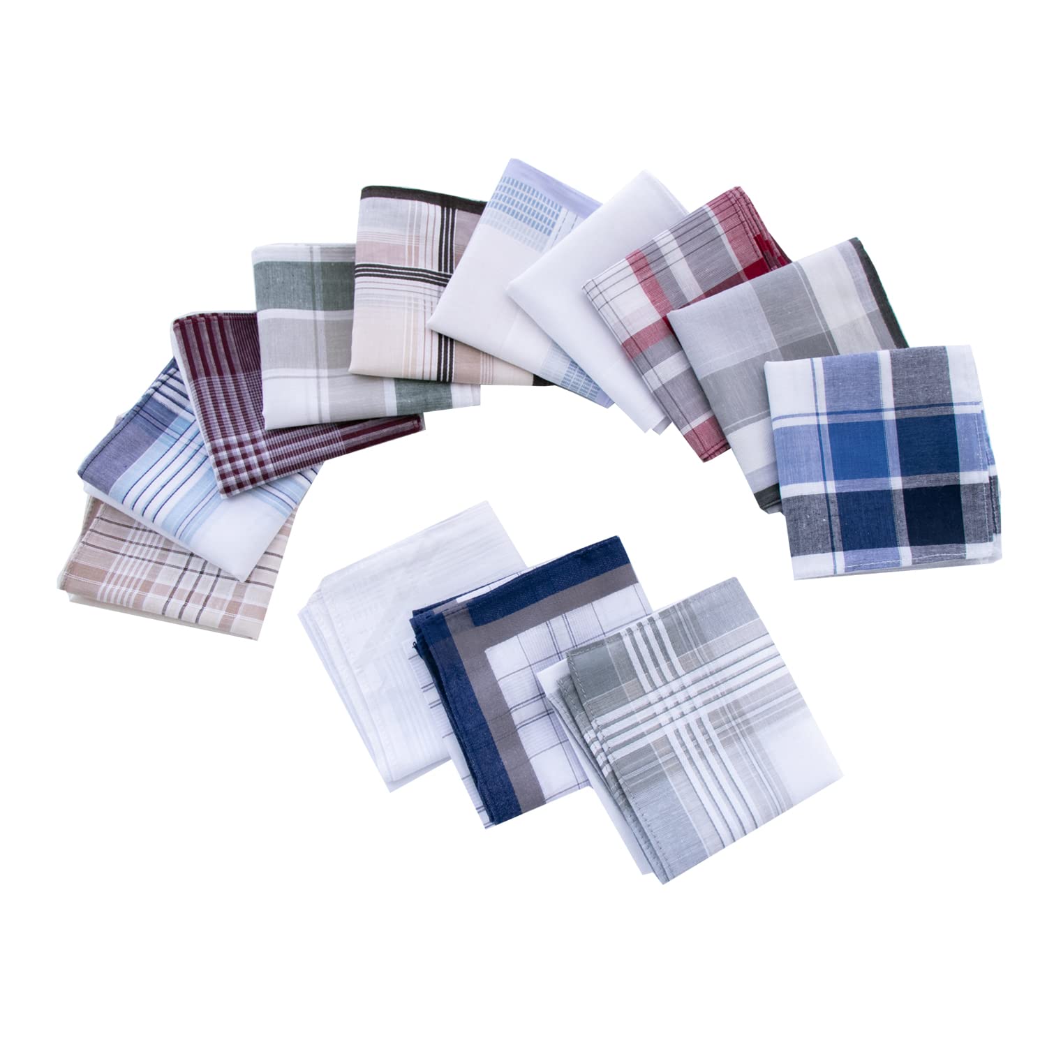 SrffbreMeOly Assorted Men's Handkerchief Plaid 100% Cotton Handkerchiefs Soft Soft Gift Set Hankies 6Pieces