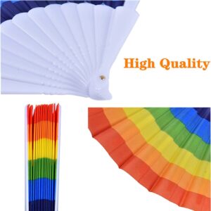 Tkocisa 12 PCS LGBT Pride Month Fans for Men/Women, Rainbow Folding Hand Fan Gay Pride LGBT Fans, Pride Month Parade Accessories Plastic Pride Held Fans for LGBT Party, Dance, Performance