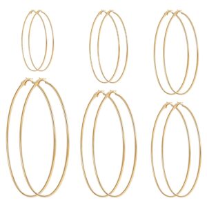 sloong 6 pairs big hoop earrings set, gold stainless steel hoop earrings huge giant hoop earrings set oversized hoop earrings 90s earrings for women (50/60/70/80/90/100mm)