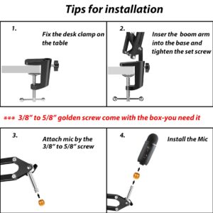 For Blue Yeti Boom Arm, Mic Desk Stand Compatible with Blue Yeti Nano Microphone, Blue Yeti x Mic Arm Stand Perfect for Podcasts, Gaming, Recording.