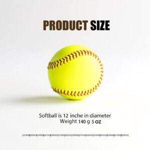 Oeab Sports Practice Softballs 4 Pack 12-Inch Yellow Softballs Unmarked Autograph Softball Official Size and Weight Softbal for Games, Practice, Training, Hitting, Pitching, Fielding