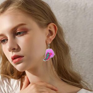 TIANBANGSHI Fun Cute UFO Space Dangle Earrings Novelty Weird Acrylic Aliens Earrings for Women (alien-3)