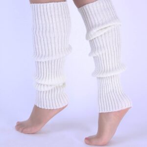 Verdusa Women's Solid Rib Knit Leg Warmers White one-size