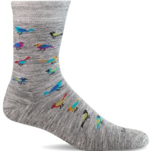 Sockwell Women's Audubon Crew Sock, Lt. Grey - S/M