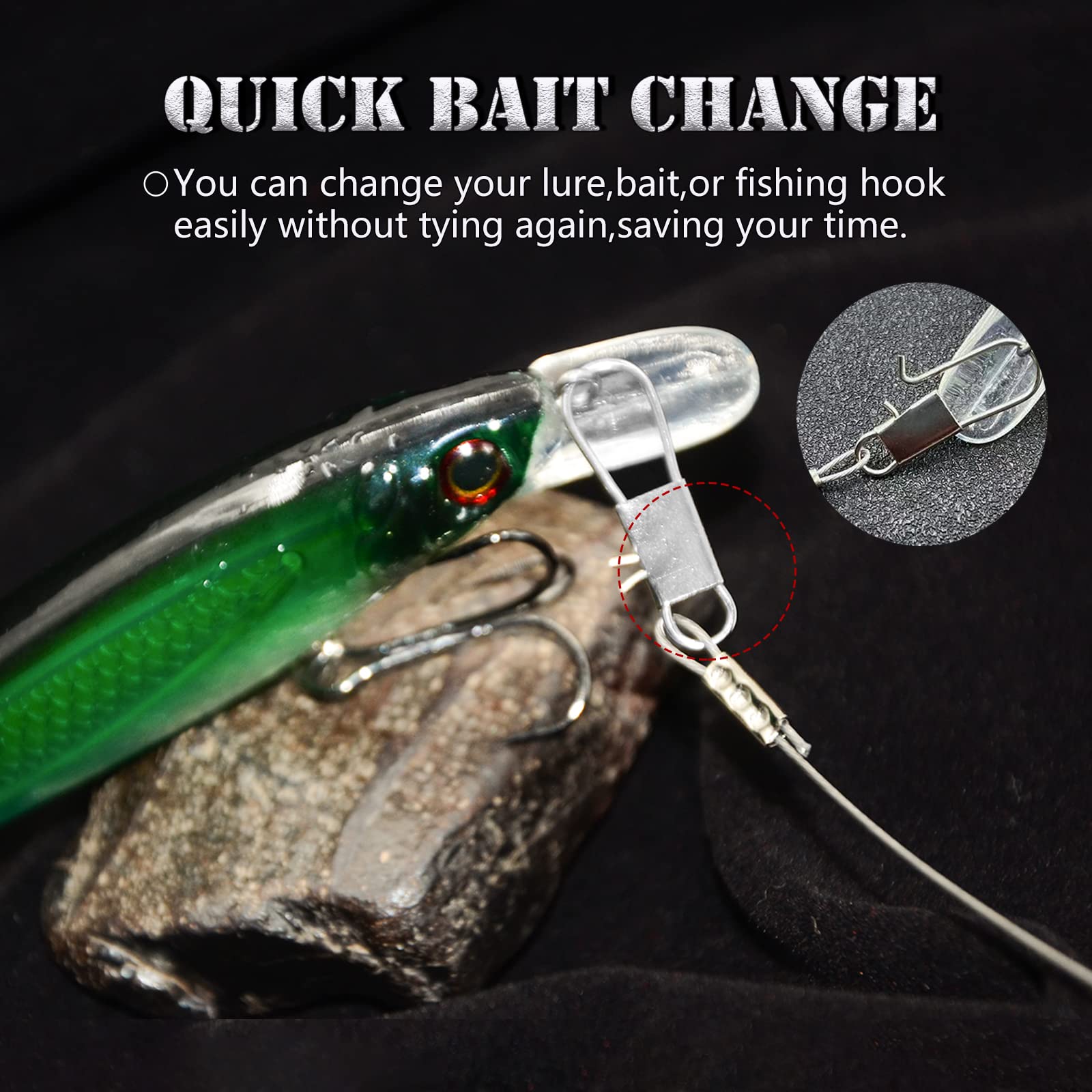 YOTO Fishing Leaders,Stainless Steel Tackle Rig with Tackle Lure Swivels Snaps, Saltwater rig Wire Leader Fishing Leader Wire Bottom rigs for Saltwater