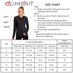 Women's UPF 50+ Sun Protection UV Jacket - Zip Up Hoodie Long Sleeve Hiking Fishing SPF Performance Shirt with Thumbhole Black