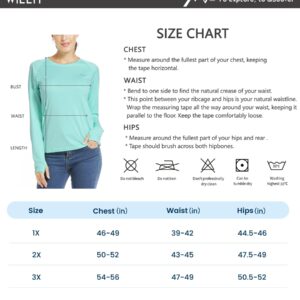 Willit Women's UPF 50+ Sun Protection Shirt Long Sleeve SPF UV Shirt Rash Guard Swim Hiking Fishing Tops Lightweight Slubby Light Blue M