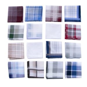 SrffbreMeOly Assorted Men's Handkerchief Plaid 100% Cotton Handkerchiefs Soft Soft Gift Set Hankies 6Pieces