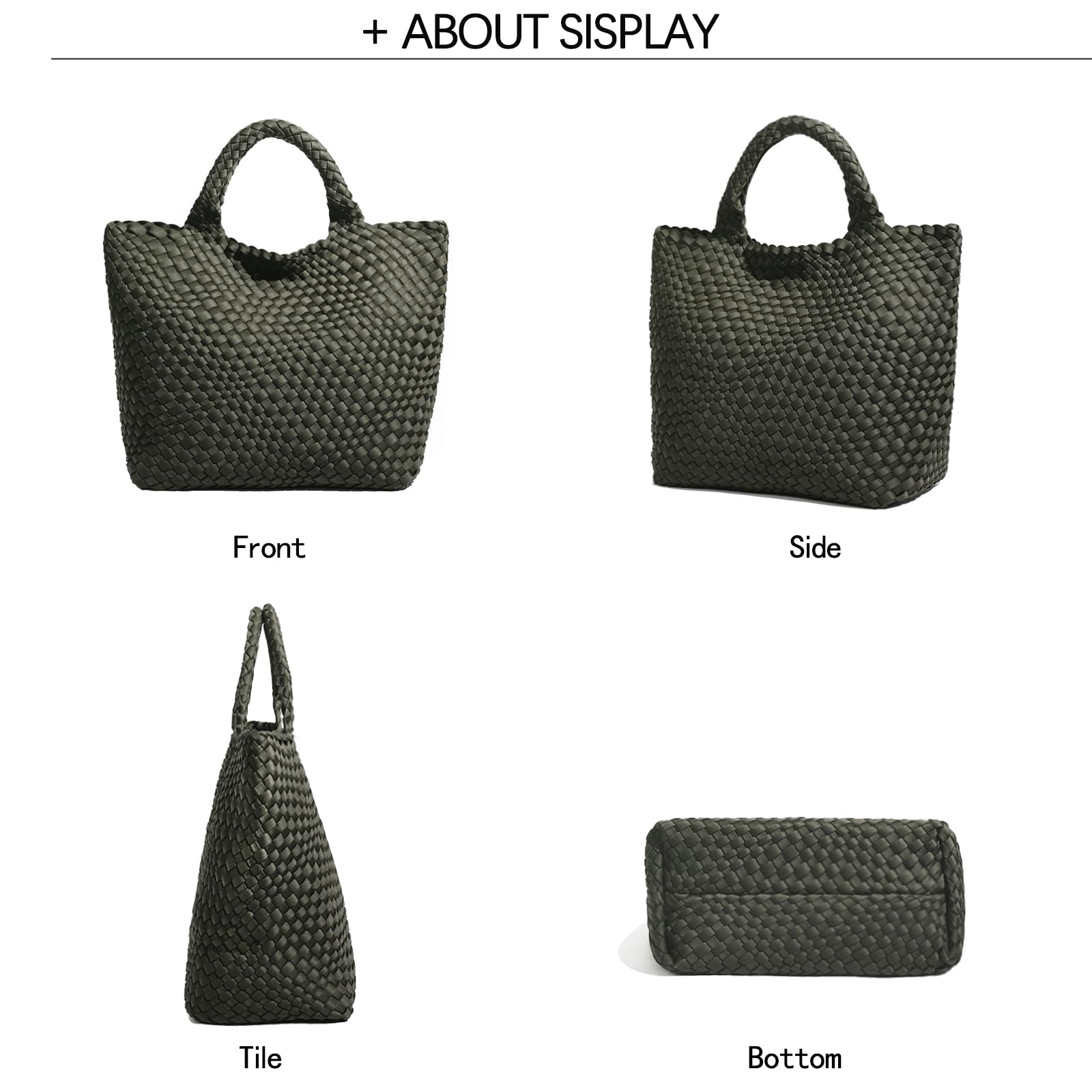 Fashion Hobo Bag Handmade Woven Casual Female Handbag Large Capacity Neoprene Tote Bag Patchwork Women Shoulder Bags (Green)