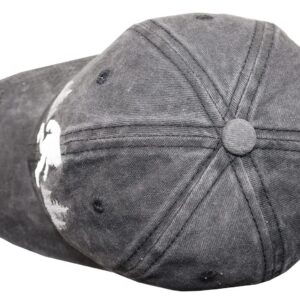 Unisex UFO Bigfoot Denim Hat Adjustable Washed Dyed Cotton Dad Baseball Caps (One Size, Embroidered Black)