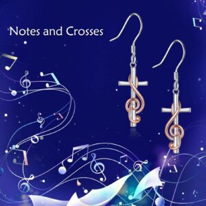 MONGAS Musical Note Cross Earrings For Women Sterling Silver Conformation Jewelry Gifts For Women