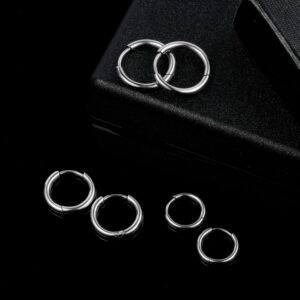 Pack of Titanium Surgical Stainless Steel Huggie Hoop Earrings Hypoallergenic for Sensitive Ears Body Piercing Small Nose Rings Cartilage Trague 20G