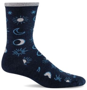 sockwell women's celestial crew sock, navy - m/l