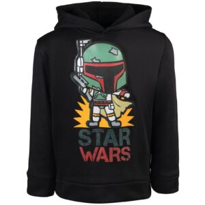 star wars boba fett big boys fleece pullover hoodie black 10-12