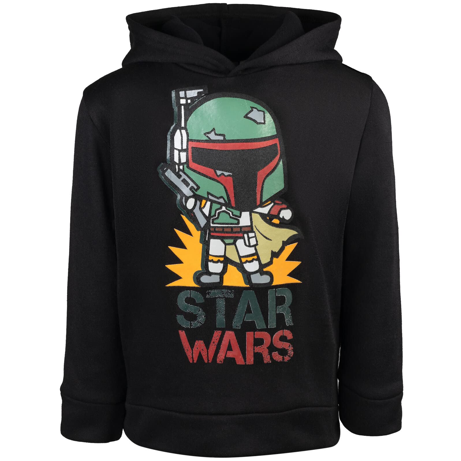 STAR WARS Boba Fett Big Boys Fleece Pullover Hoodie Black 10-12