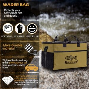 Riverruns Fishing Hunting Wader Bag with Vented Mesh, Waders Boots Bag, Fly Fishing Storage Bag for Fishing, Hiking, Camping (Khaki, XLarge 108L)