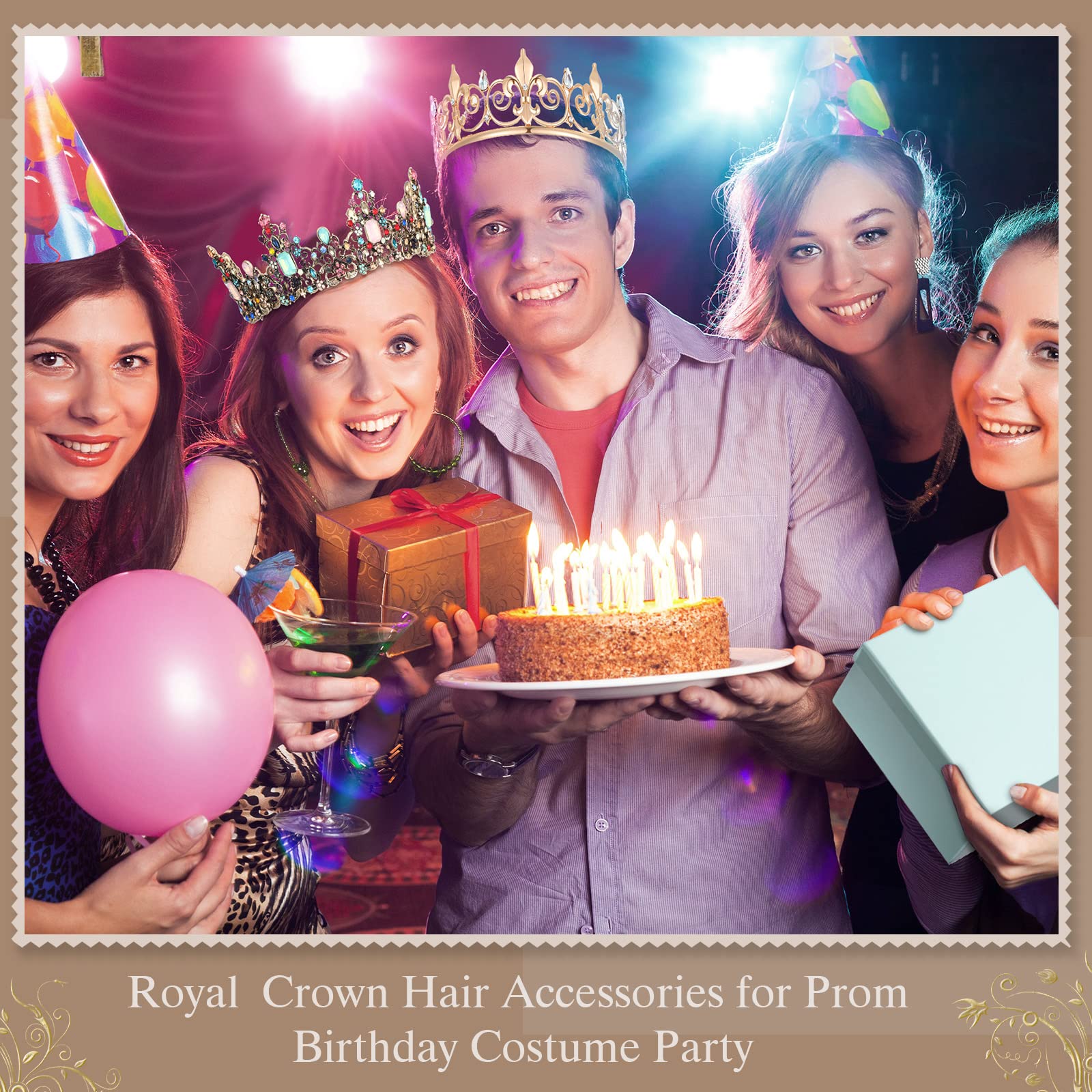 MTLEE 2 Pcs Prom King and Queen Crowns King Crowns for Men Royal Crown with Blue Rhinestone Queen Crowns for Women Halloween Wedding Birthday Graduation(Stylish Style)