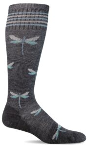 sockwell women's dragonfly moderate graduated compression sock, charcoal - m/l