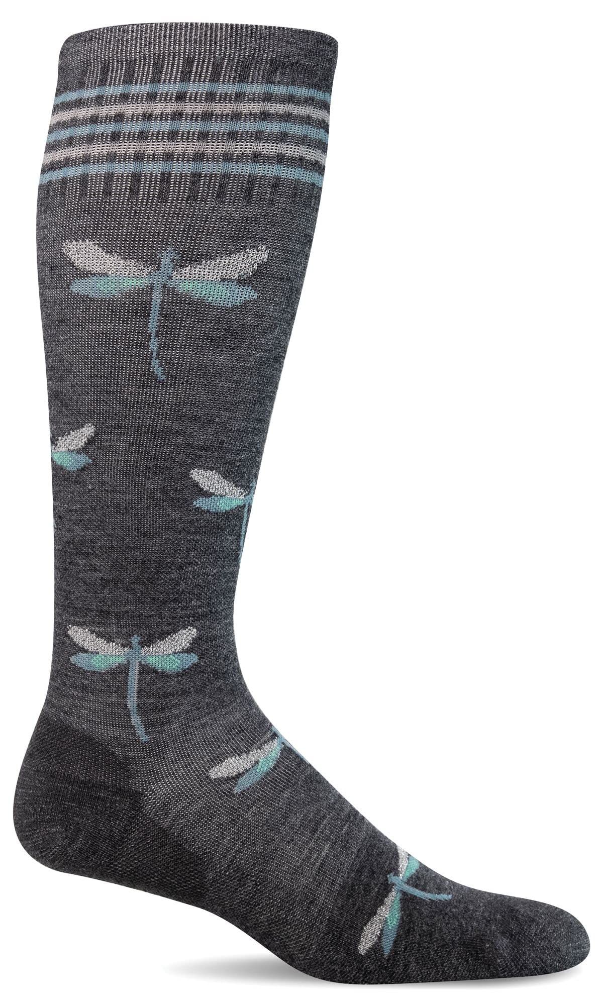 Sockwell Women's Dragonfly Moderate Graduated Compression Sock, Charcoal - M/L