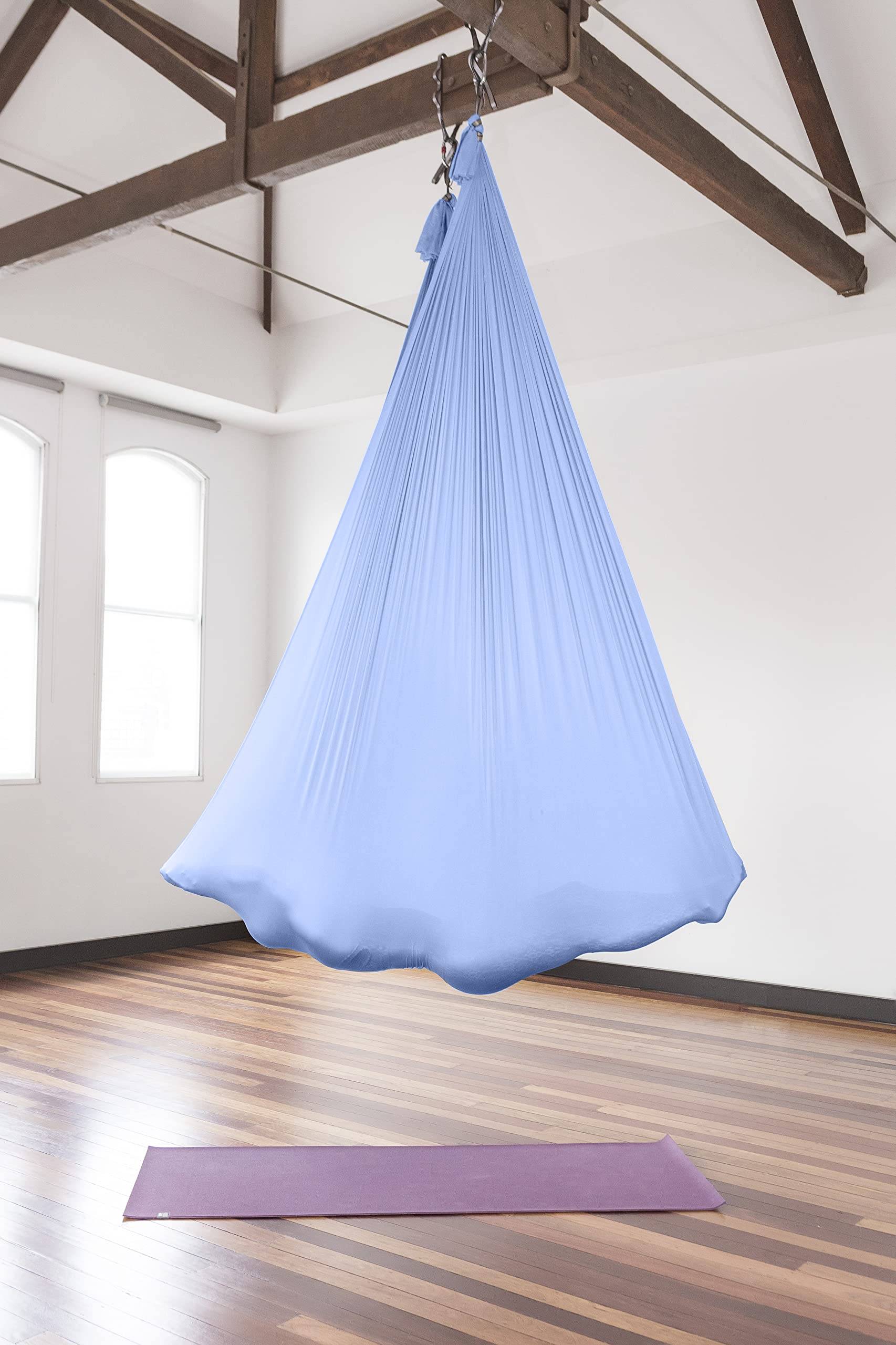 PINC Active Silk Aerial Yoga Swing & Hammock Kit for Improved Yoga Inversions, Flexibility & Core Strength - Blue