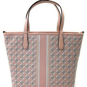 Tory Burch Women's Geo Logo Mini Top Zip Tote (Dusted Blush)