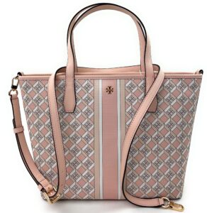 tory burch women's geo logo mini top zip tote (dusted blush)