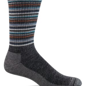 Sockwell Men's Camp Stripe Crew Sock, Charcoal - M/L