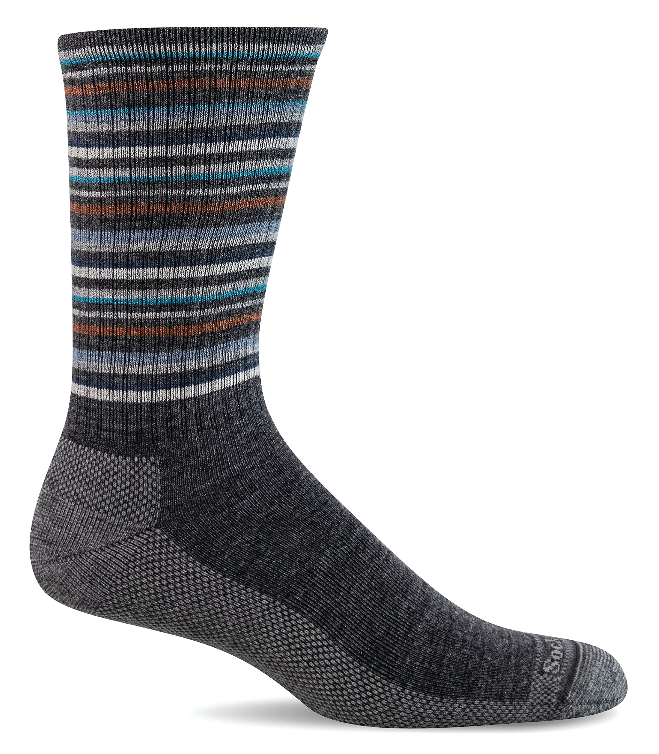 Sockwell Men's Camp Stripe Crew Sock, Charcoal - M/L