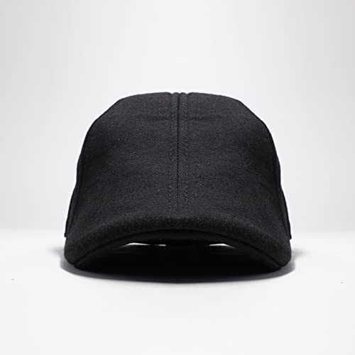 The Original Boston Scally Cap - The Dubliner Newsboy Flat Cap - 6 Panel Cotton Fitted Hat for Men - Black - ML