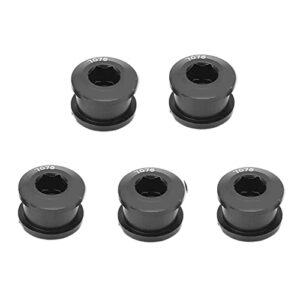 VBESTLIFE Bike Chainring Bolts Kit, 5Pcs 7075 Aluminum Alloy Ultra Light Single Chainring Bolts for Road Mountain Bike(Black)