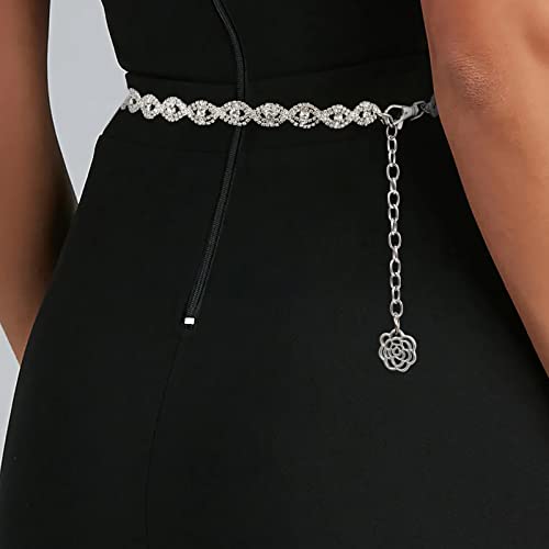 YooAi Rhinestone Belt for Women Dresses Sliver Belt Sparkly Crystal Waist Belt for Formal Dress Evening Dresses