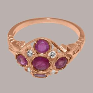 LetsBuyGold 10k Rose Gold Ruby & Cubic Zirconia ring Womens Statement Ring - Size 11.75