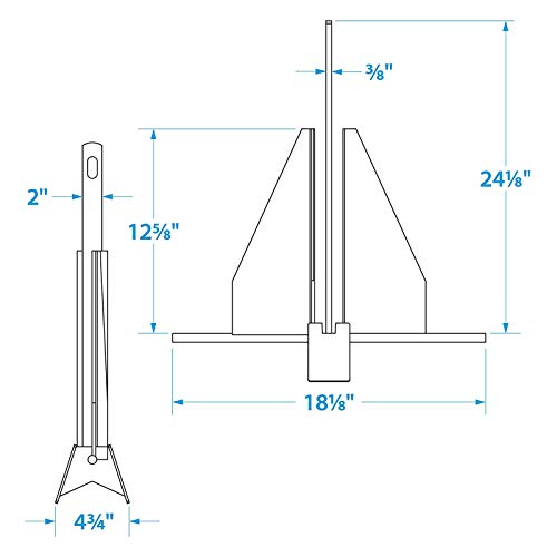 Boat Anchor Qiilu 2kg Boat Anchor for Boats 17 to 22 Feet Stainless Steel Marine Hardware Parts Accessories