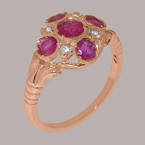 LetsBuyGold 10k Rose Gold Ruby & Cubic Zirconia ring Womens Statement Ring - Size 11.75