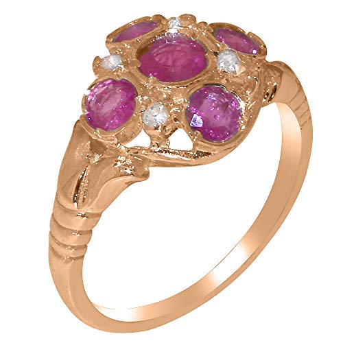 LetsBuyGold 10k Rose Gold Ruby & Cubic Zirconia ring Womens Statement Ring - Size 11.75