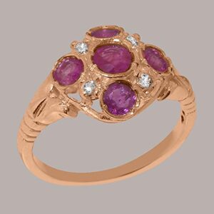 LetsBuyGold 10k Rose Gold Ruby & Cubic Zirconia ring Womens Statement Ring - Size 11.75